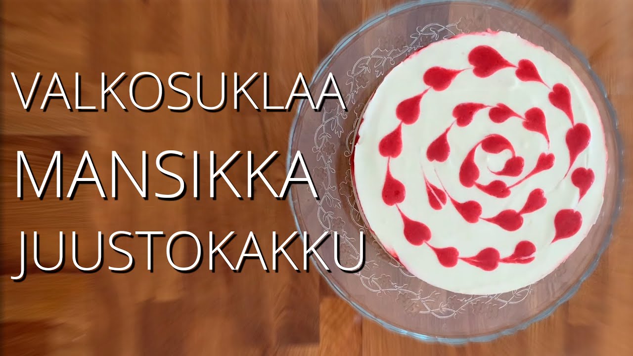 Valkosuklaa-mansikka juustokakku