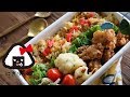 【お弁当作り】簡単おかずのからあげと豚の生姜焼きリメイクチャーハン弁当obento【旦那弁当】 #448