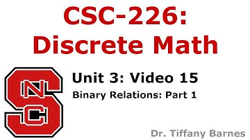 Video 15: Unit 3 - Binary Relations, Part 1