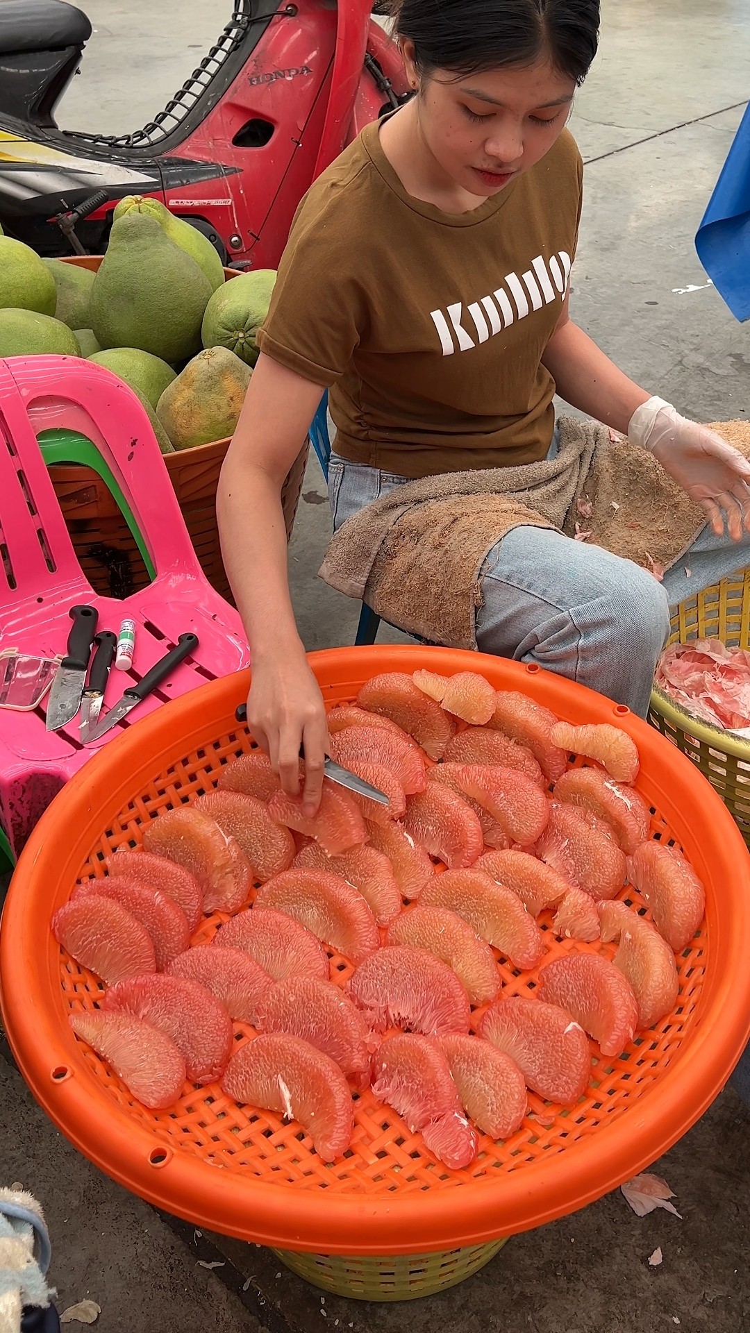 Giant Pink Orange! Pomelo Peeling Skills - Fruit Cutting Skills