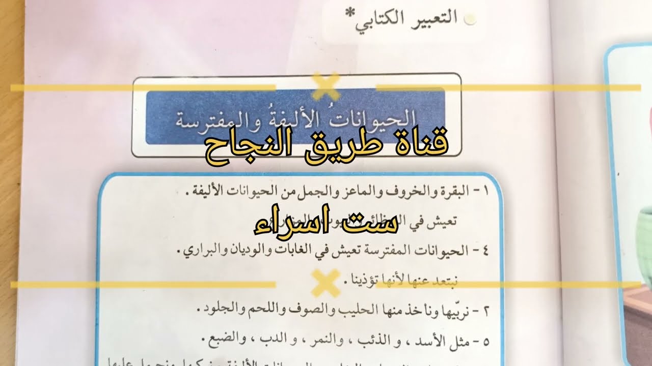 التعبير الكتابي(الحيوانات الاليفة و المفترسة)قراءة الثالث الابتدائي،ص٨١.ست اسراء