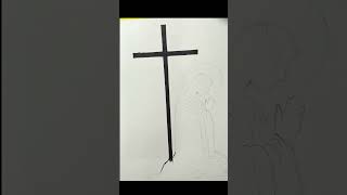 Easy Jesus Cross Drawing ✝️ | Christian Art Shorts #shorts