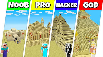 Minecraft Battle: NOOB vs PRO vs HACKER vs GOD: SAND DESERT HOUSE BASE BUILD CHALLENGE / Animation