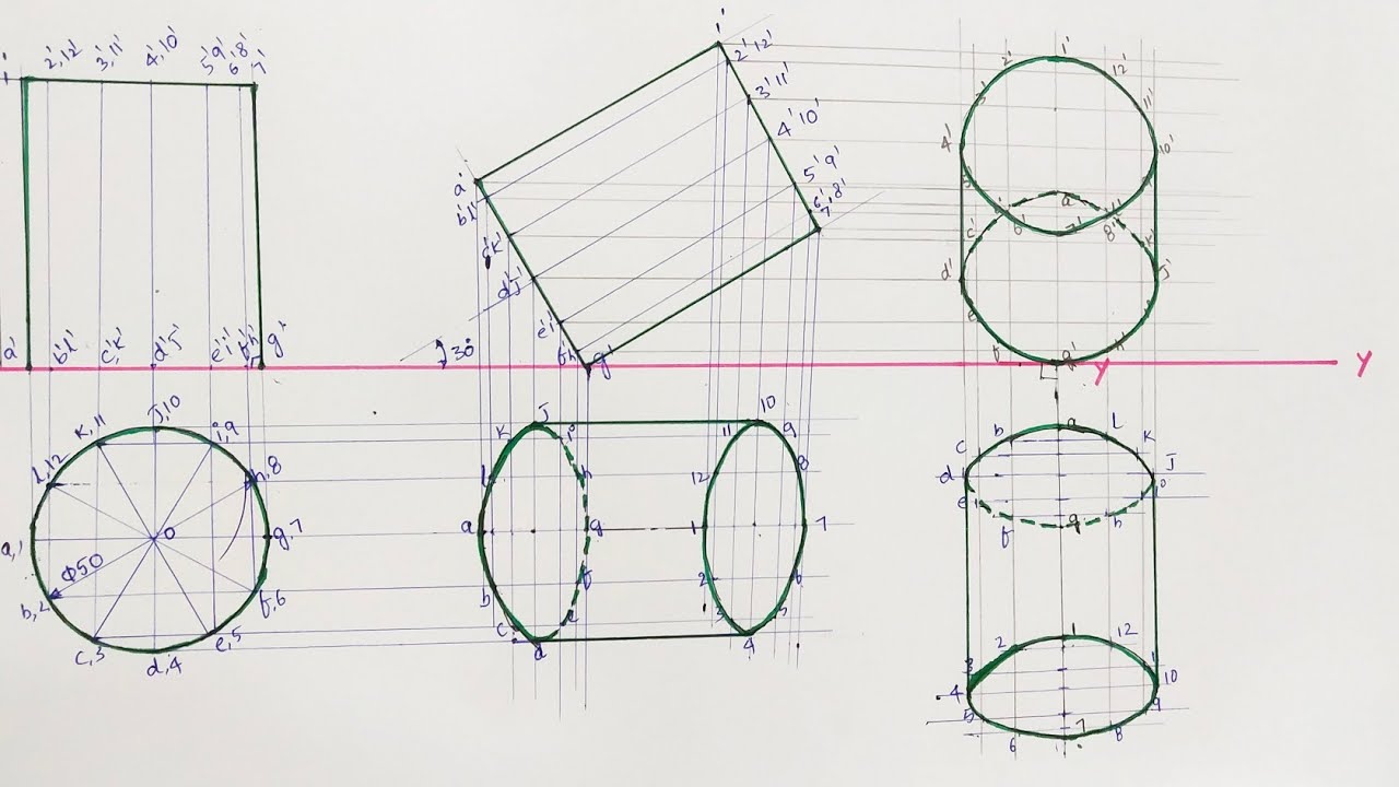 Projections Of Solids: Inclined to Both H. P&V.P