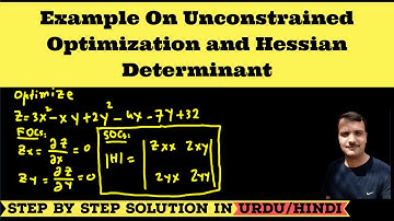 Example On Unconstrained Optimization and Hessian Determinant