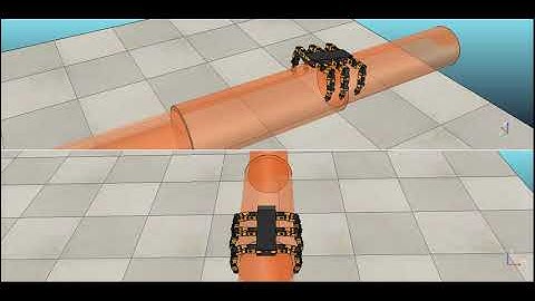 Hexapod robot climbing on pipe using middle clasp gait V-REP