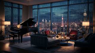 Piano Rain Serenade | Relaxing Urban Atmosphere in Cozy Room | Night Rain Sound | City Rain at Night