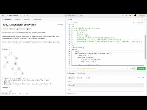 Leetcode 1367:  Linked List in Binary Tree