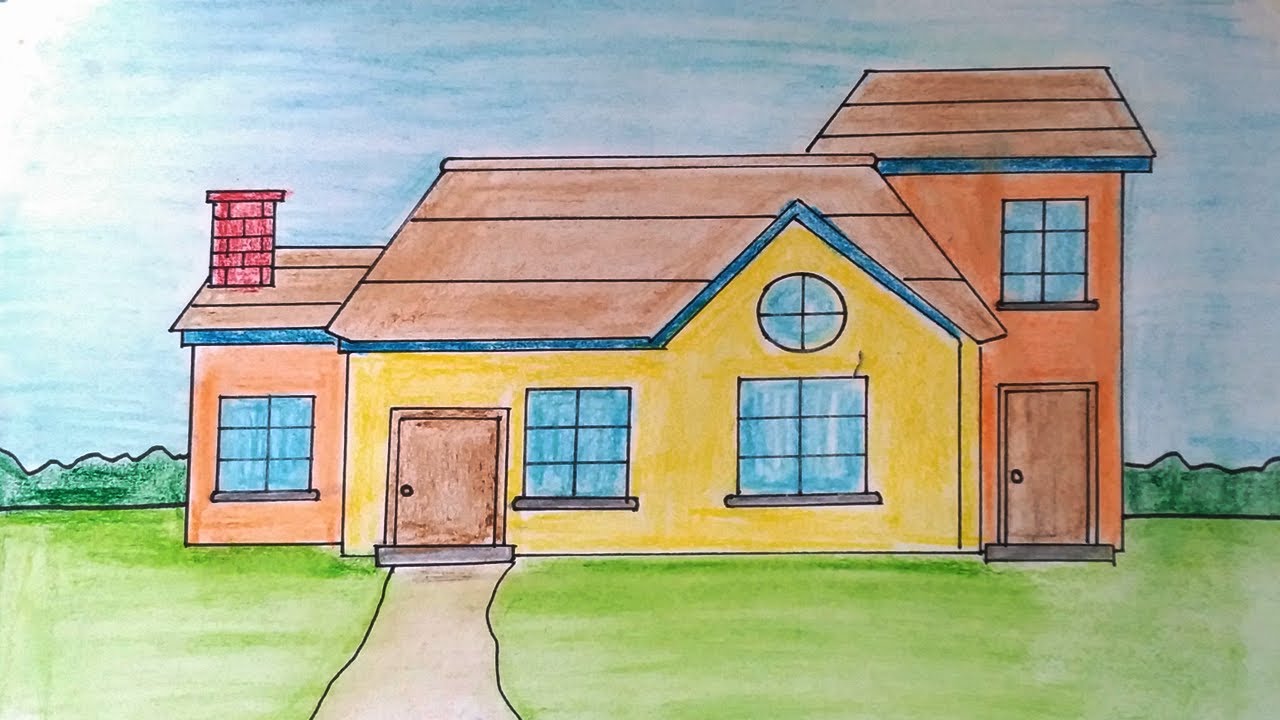 Simple house drawing for beginners| Very easy house drawing| Nature and