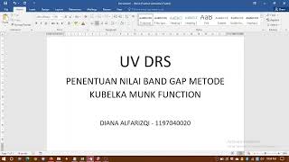 [2] Tutorial Penentuan Band Gap Metode Kubelka Munk Function dari Data UV DRS