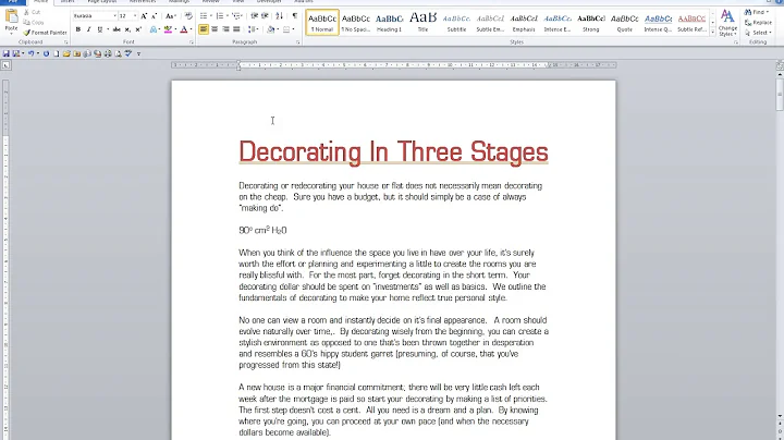 Microsoft Word 2010 Character Formatting