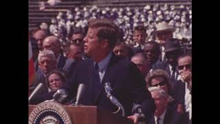 Part 2 of Speech at Rice Stadium during President Kennedys Visit to Houston. Moon Speech.
Second part of Kennedys Speech at Rice Stadium during visit to Houston.
“We choose to go to the Moon,” Kennedy said. “We choose to go to the Moon in this decade and do the other things, not because they are easy, but because they are hard, because that goal will serve to organize and measure the best of our energies and skills, because that challenge is one that we are willing to accept, one we are unwilling to postpone, and one which we intend to win, and the others, too.” Part 2 of Speech at Rice Stadium during President Kennedys Visit to Houston. Moon Speech.