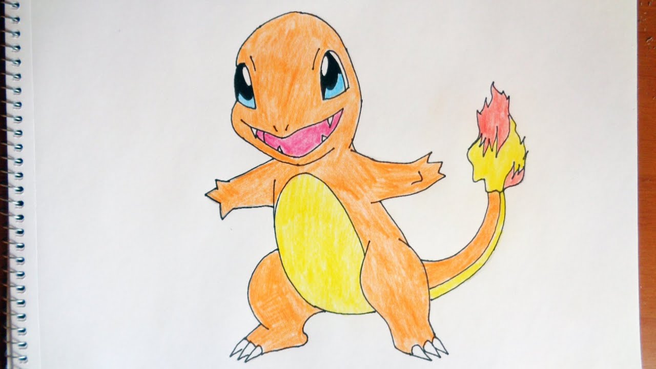 How to draw pokemon Charmander ヒトカゲ Hitokage № 4 - YouTube