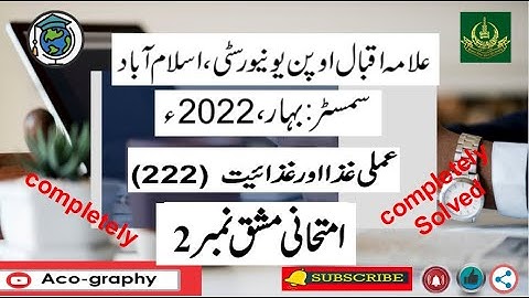 AIOU Code 222 Solved Assignment No.2 Spring 2022 ||Subject:  Applied Food & Nutrition||Level: Matric