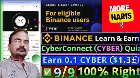 binance Learn and earn Cyber Quiz 0.1 CYBER Quiz Answers