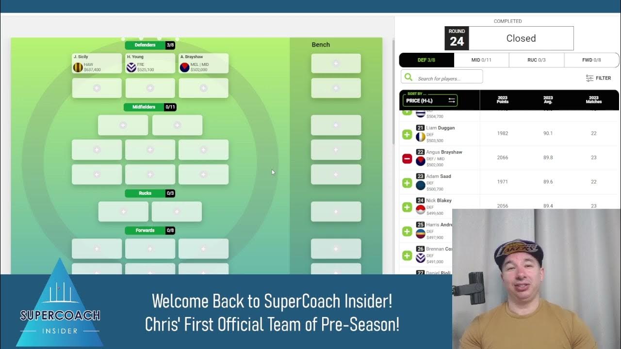 AFL SuperCoach Season 2024! Chris' Initial Pre Season Team Reveal! YouTube AFL SuperCoach Season 2024! Chris' Initial Pre Season Team Reveal! YouTube