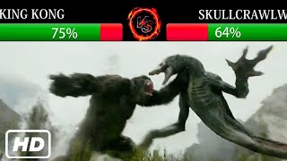 King Kong VS Skullcrawler With Healthbars And Percentage | Final Battle | Healthbars And Percentage