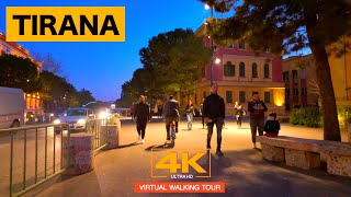 TIRANA ALBANIA  EVENING WALK  [4K ASMR] VIRTUAL WALKING TOUR ‍♂ORIGINAL SOUND