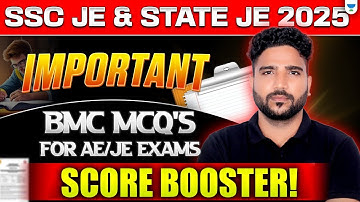 Important BMC MCQs for AE/JE Exams 🏗️ | Score Booster for SSC JE & State JE 2025 | Praveen Kumar