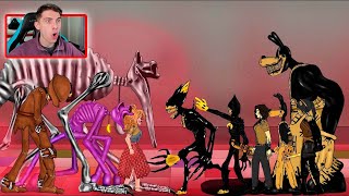CATNAP VS TODOS LOS BENDY AND THE INK MACHINE - REACCION POPPY PLAYTIME THEKALO