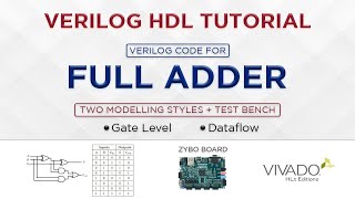FULL ADDER Verilog Code Gate and Dataflow Modelling Styles with Test Bench in Vivado | FPGA | ZYBO
