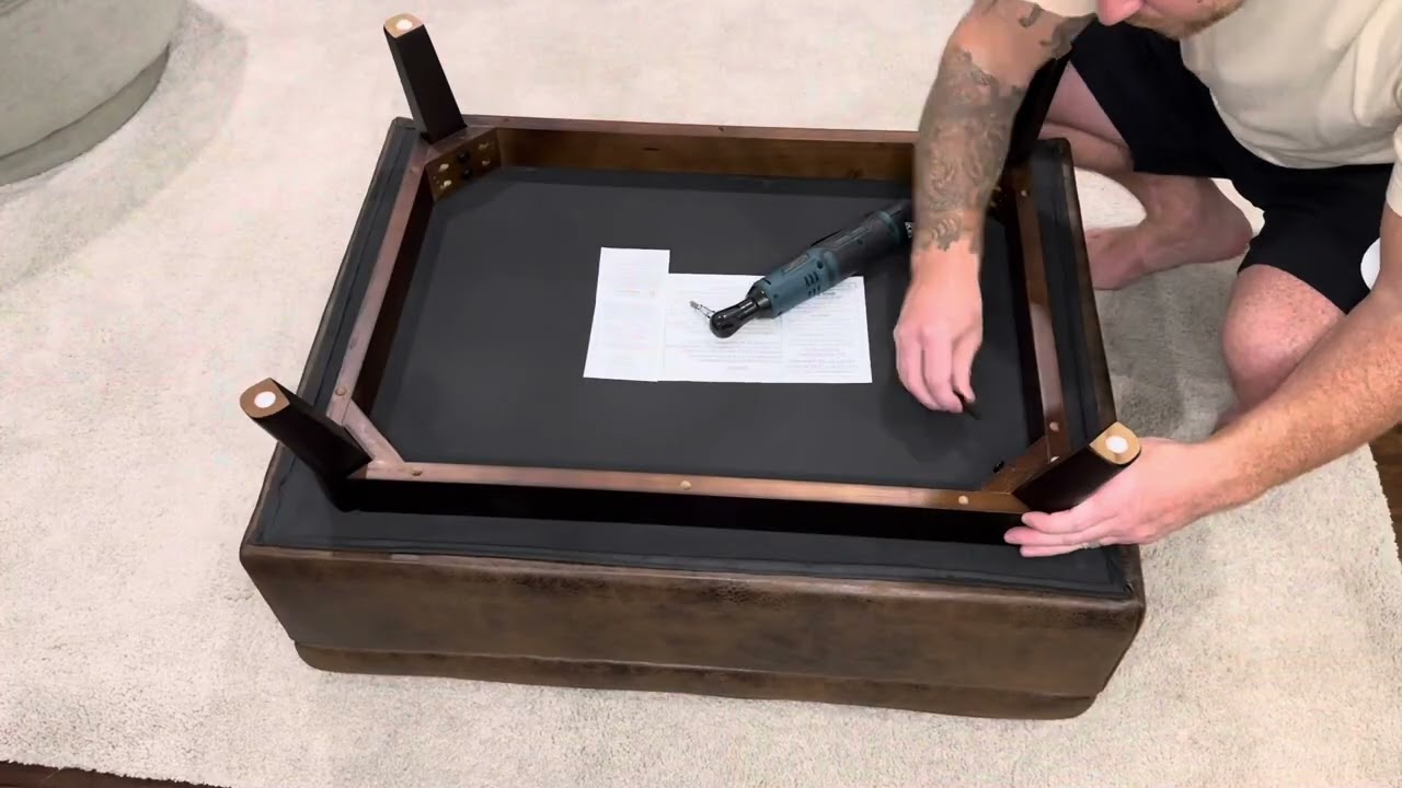 Unboxing & Assembling the SIMPLIHOME Owen Mid Century Modern Storage Ottoman -Amazon Furniture Build