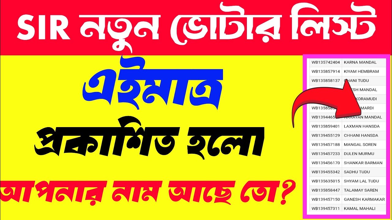 SIR new update list in West Bengal 2026/SIR new update/SIR new draft list check in West Bengal 2026