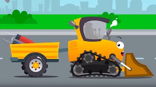 O trator de esteira e o imã super poderoso - Cars Stories - Desenhos animados para crianças