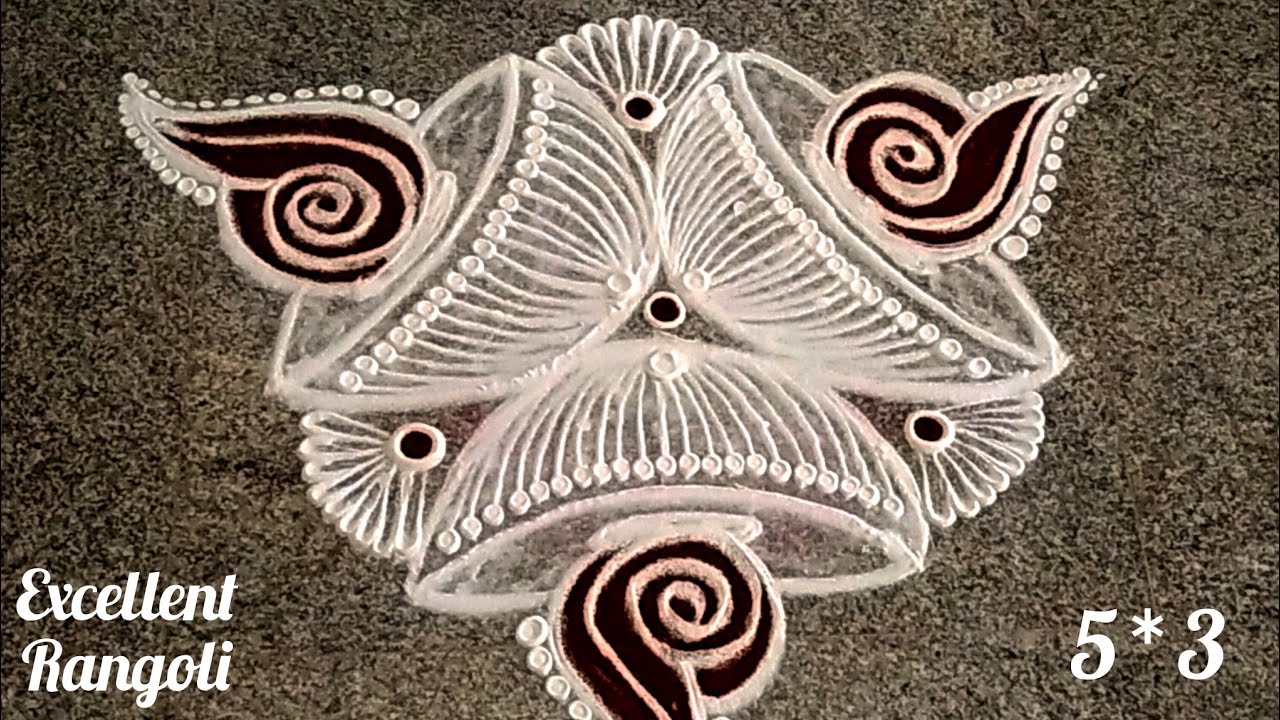 Sangu kolam with 5*3 dots | Saturday rangoli | Sangu muggulu design @Excellent Rangoli