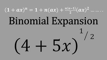 Binomial expansion (4+5x)^[1/2] first 3 terms