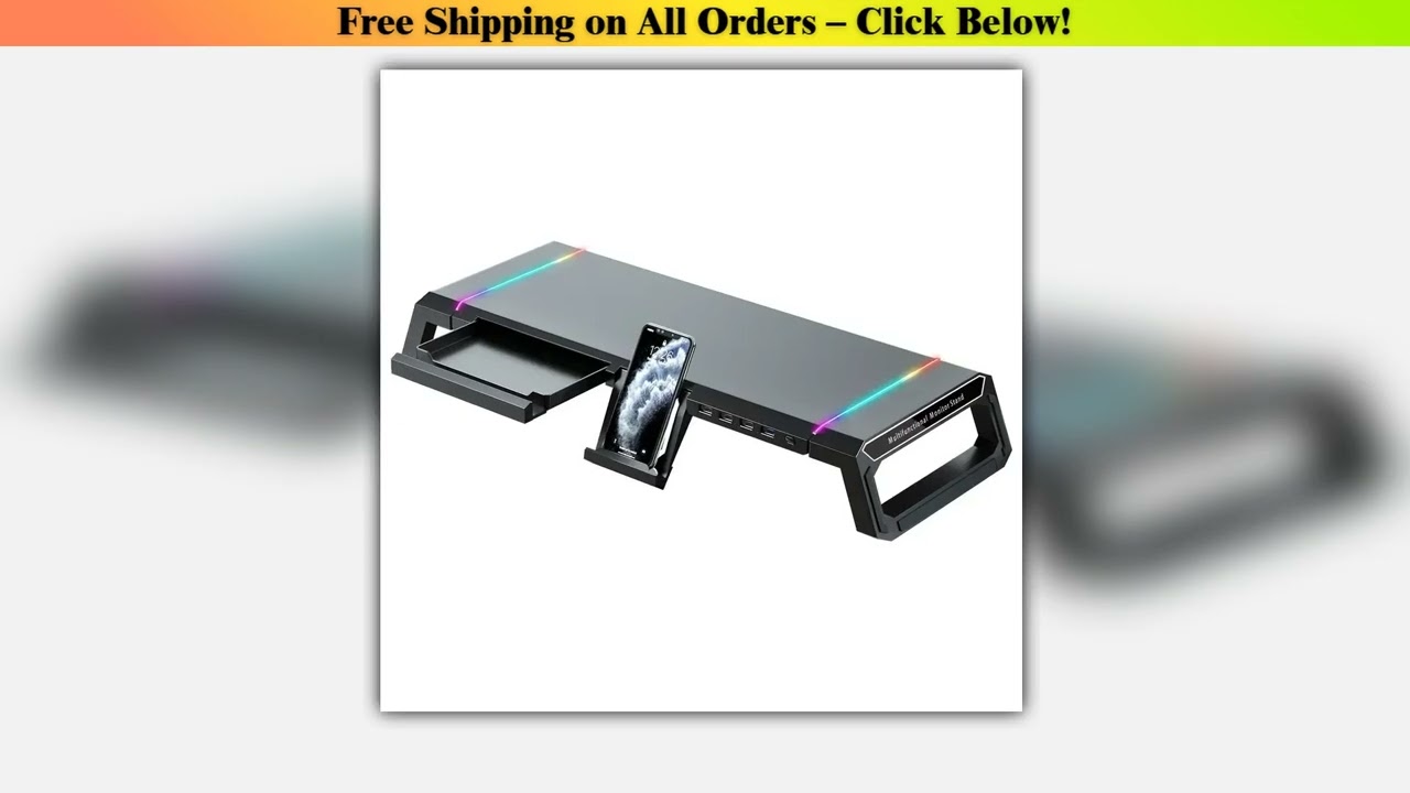 Hot sell 4USB PC Monitor Stand Keyboard Storage Space Bar Aluminum Laptop Monitor Stand With