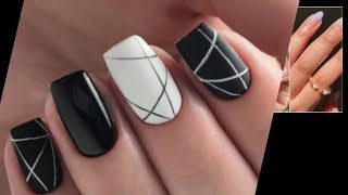 beautiful nail art design with strips🤗|very easy to do😊|final result is gorgeous😍|only 2 nail paints