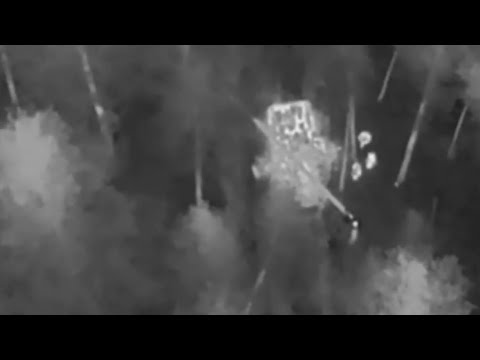 Ukrainian paratroopers destroy a Russian BTR armored personnel carrier by portable rocket launcher