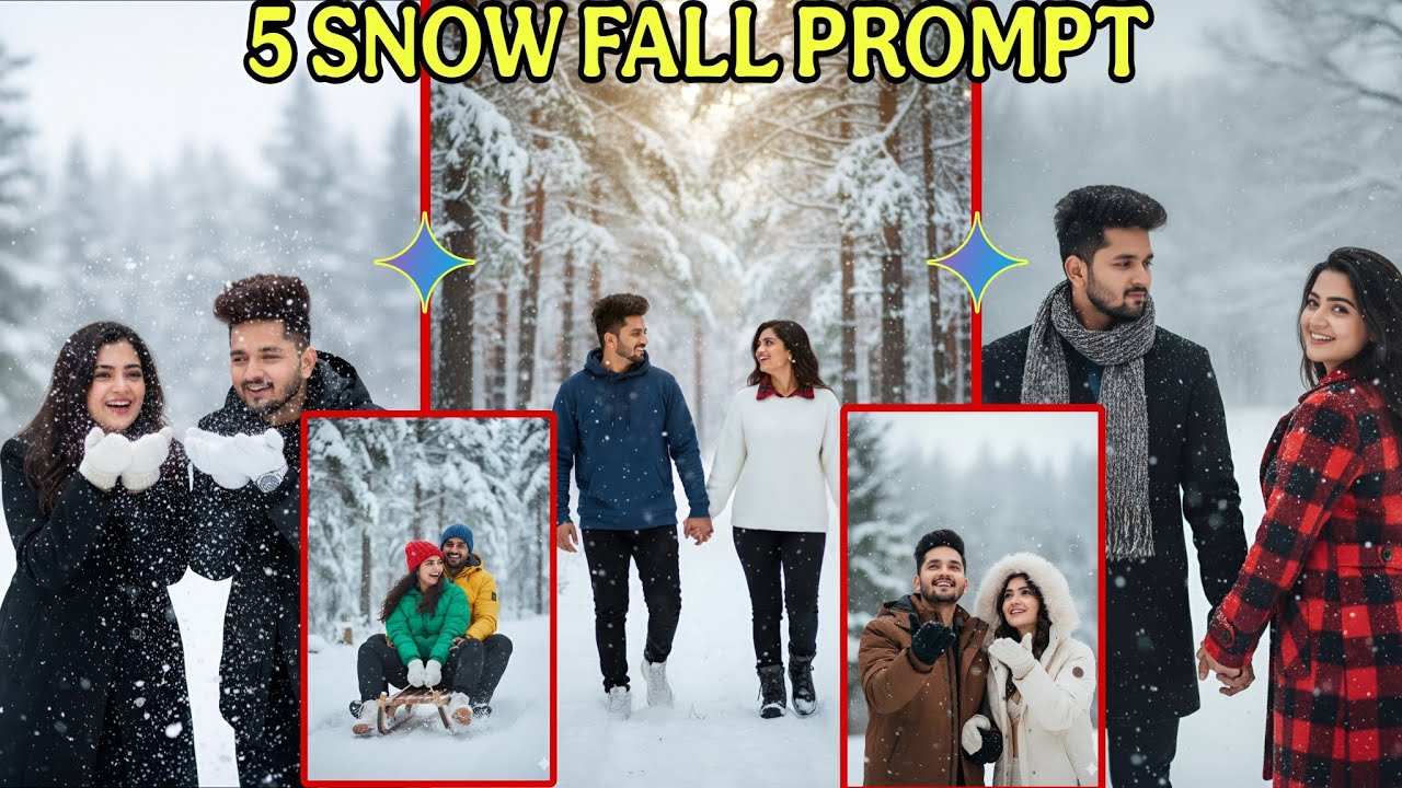 Snow Fall Photo Editing Prompt For couple | Instagram Trending  Couple Photo Editing 