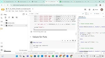 C++ Code for calculating Black Scholes Merton Greeks in Google Colab