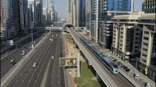 Dubai Metro Train ● Drone View ☆ International Media HUB
