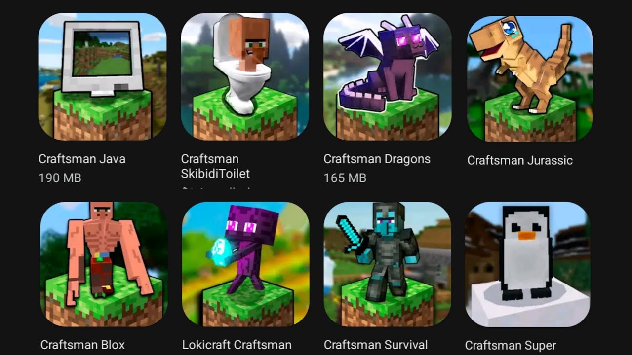 Craftsman Building Craft,Craftsman Java, Craftsman Skibidi Toilet,Craftsman Super,Craftsman Survival