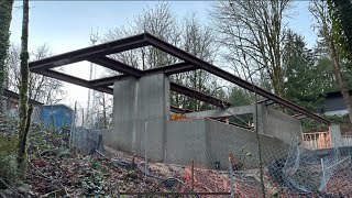 Modern House Part 3- Main floor steel & frame front porch