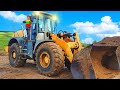 Kids ride on Real Big Excavator Liebherr, Dump Truck and other trucks for Children