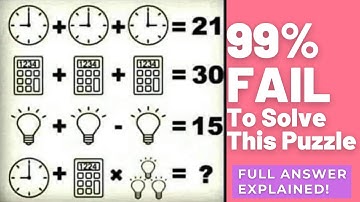 Math Genius Puzzle With Answer Fully Explained [SPOILER!]  Clock 🕒 Calculator 🧮 Light Bulb 💡