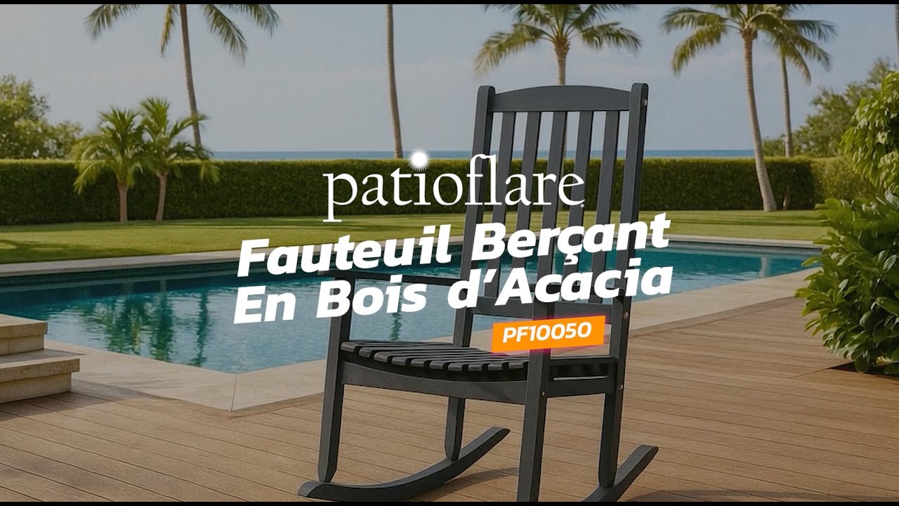 Patioflare Fauteuil à bascule en bois d'acacia (gris)