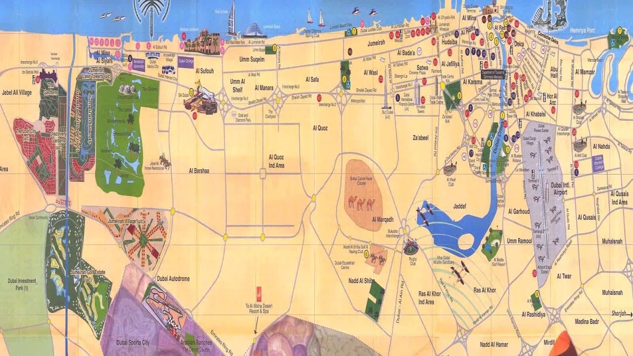Карта с районами дубая на русском языке с