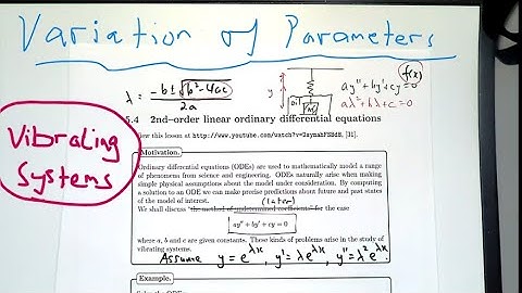 Vibrating Systems and Variation of Parameters for Differential Equations.  Dr Chris Tisdell