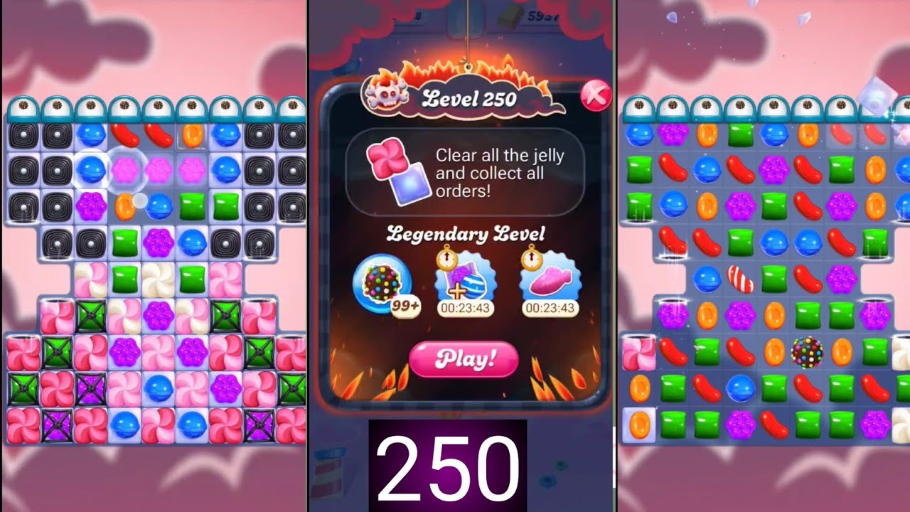 Candy crush saga level 250 । How to complete Candy