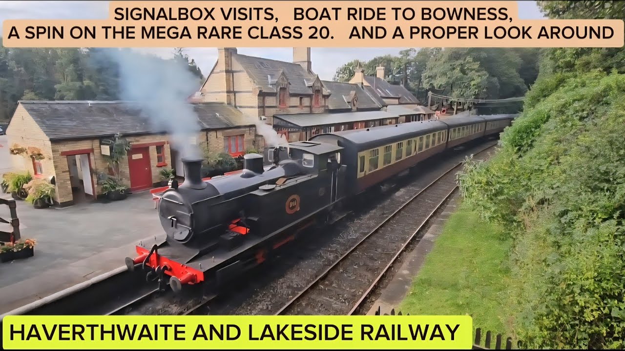 A full tour of the Lakeside and Haverthwaite Railway. At the Lake District, United Kingdom 