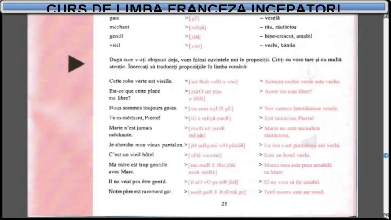 Curs De Limba Franceza Incepatori Tema Vocabular Lectia 10