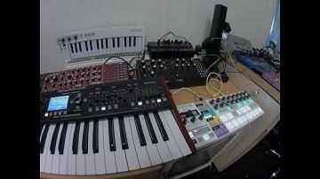 moog dfam, behringer deepmind 6 minimal / industrial techno jam + arturia beatstep pro & drumbrute