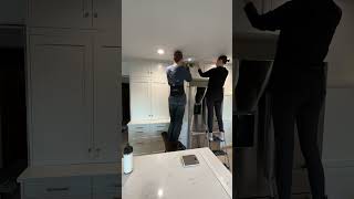 We built up our crown using 1x2 trim, faced with 1/4” lattice, and finished with crown #diykitchen We built up our crown using 1x2 trim, faced with 1/4” lattice, and finished with crown #diykitchen