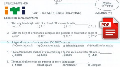 ITI Engineering drawing 1st year question paper