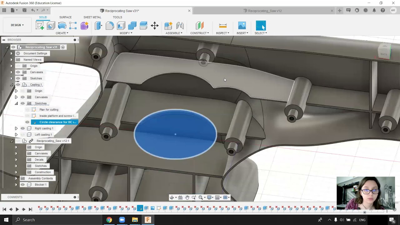 3DMP Course #13.4 - Reciprocating saw - Make changes so the imported parts fit P2
